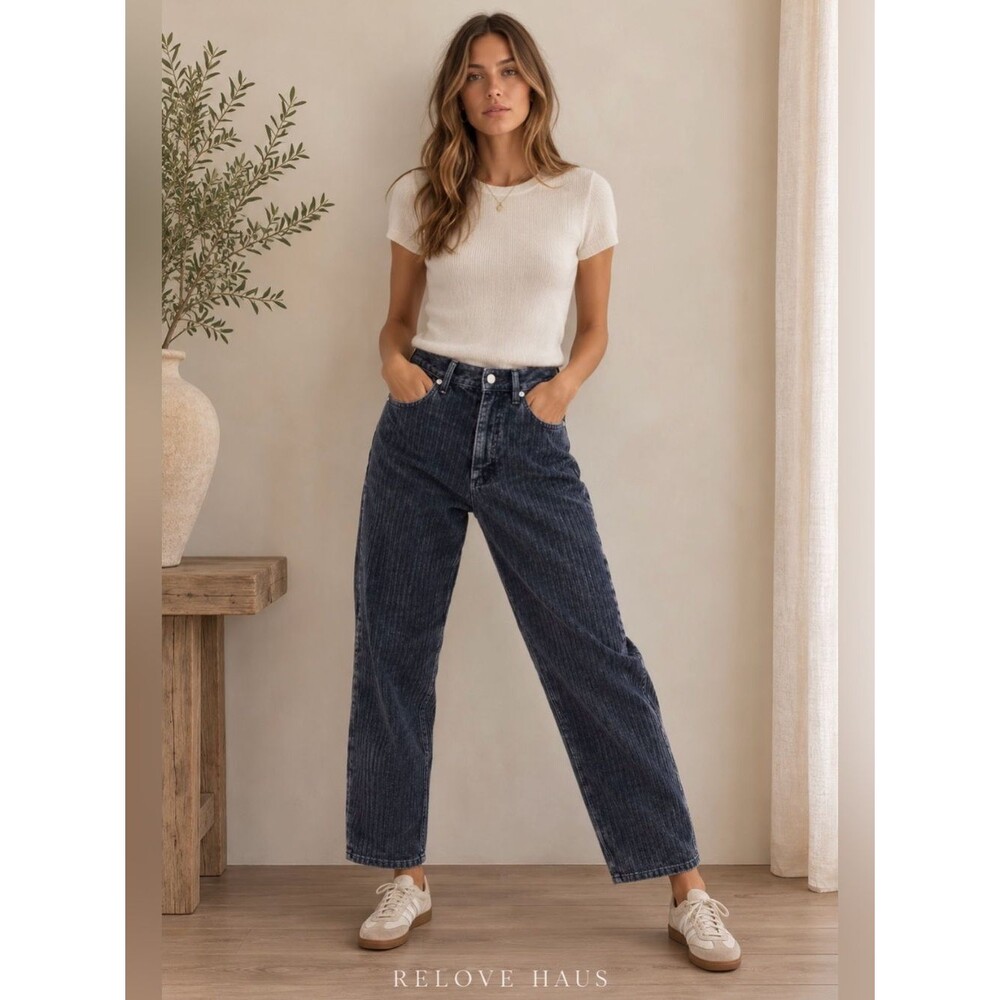 BDG Urban Outfitters High Rise Baggy Acid Wash Corduroy Pants Blue 27 - Picture 6 of 6